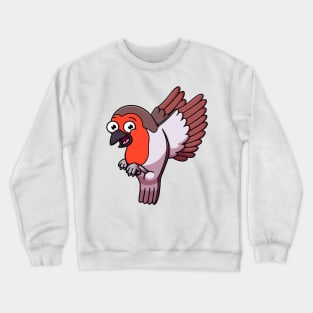 Happy Flying Robin Bird Cartoon Crewneck Sweatshirt